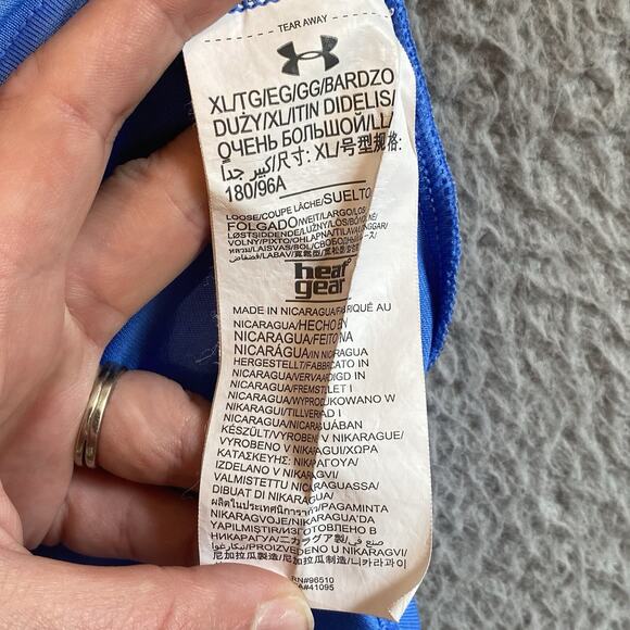 Under Armour Mens Shirt XL Heatgear Crew Neck Blue Casual Athleisure Adult - Picture 9 of 16